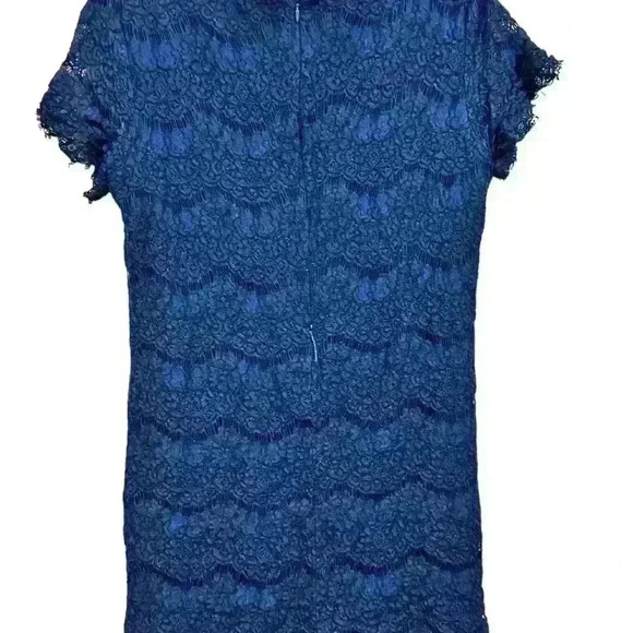 Lulus Take Me To Brunch Navy Blue Lace Mini Shift Dress Womens Size Large - Picture 3 of 7